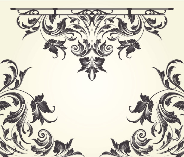 黑叶花式阿拉伯卷轴图片下载