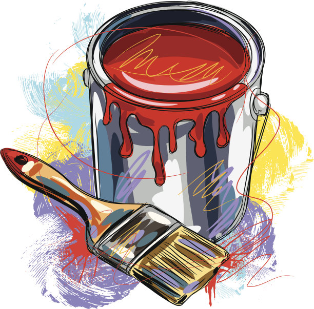 油漆桶和刷子图片下载