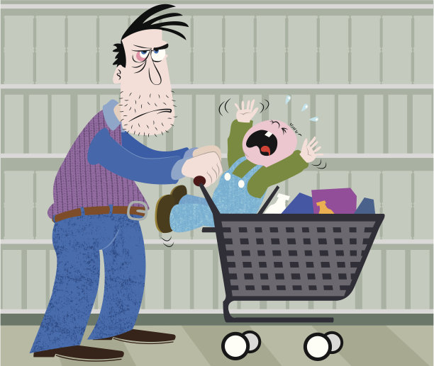 婴儿在购物车里哭图片下载