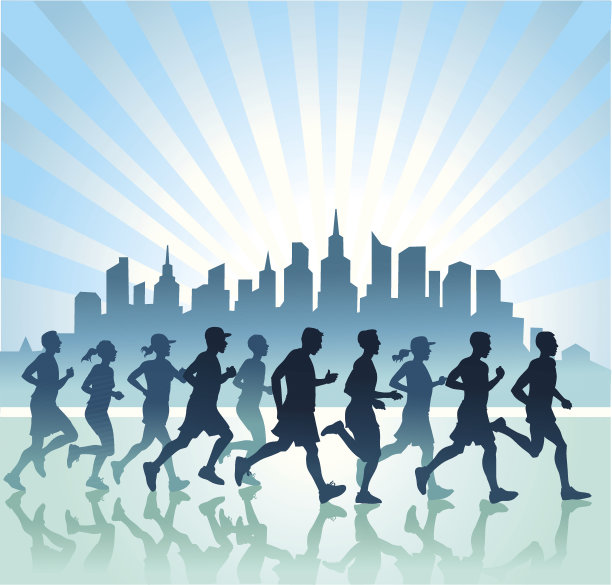 蓝色的人在奔跑图片下载