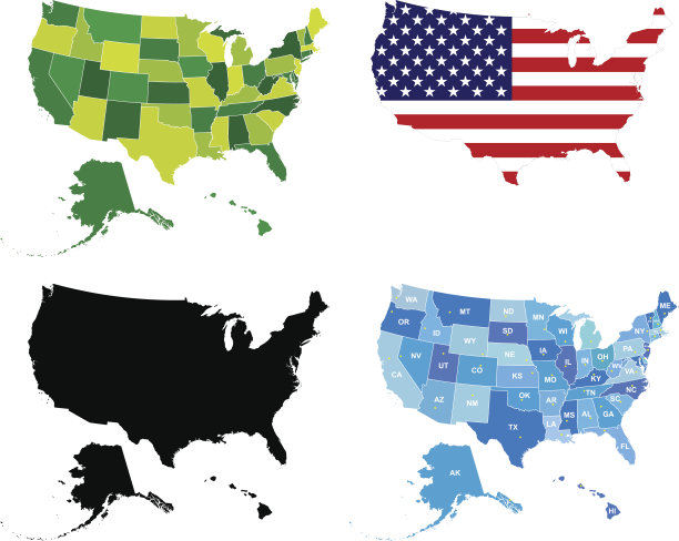美国矢量行政地图图片下载