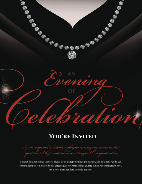 黑色女装优雅邀请设计模板图片下载