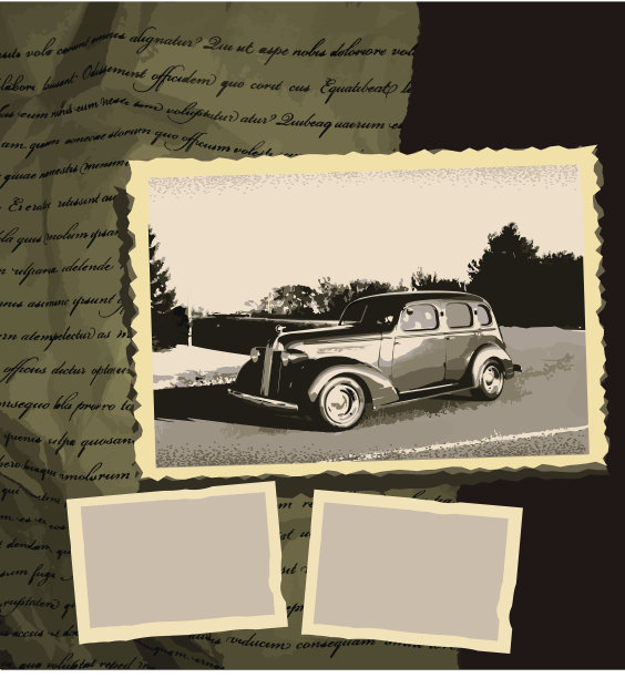 经典汽车剪贴簿页面照片簿布局图片下载