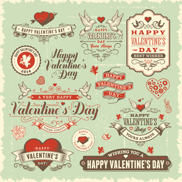 情人节标签套装图片下载