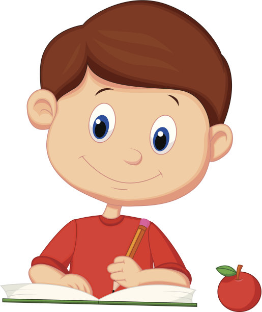 可爱的男孩卡通写在书上图片下载