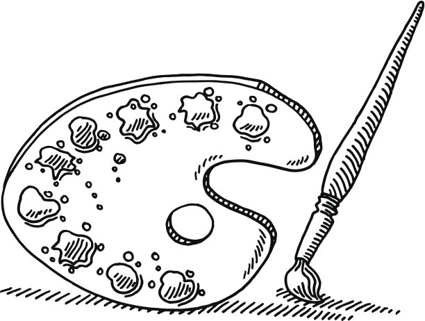 艺术家工具调色板笔刷绘制图片下载