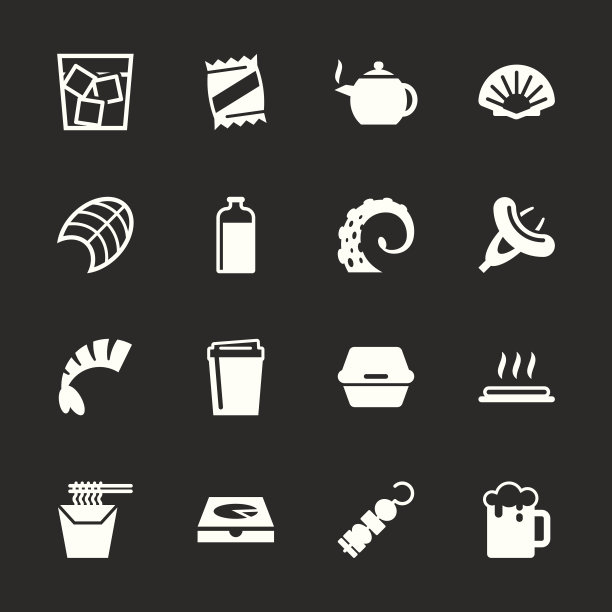 食物和饮料图标设置4 -白色系列图片下载