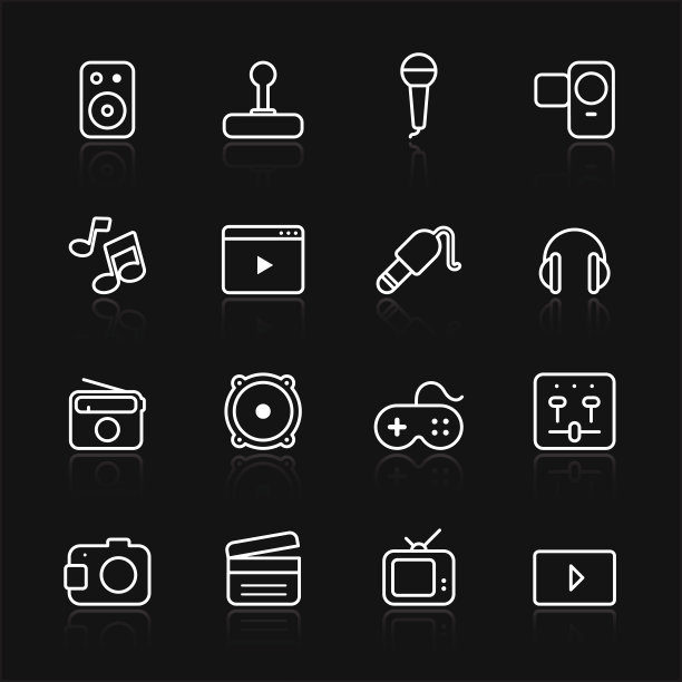 多媒体-黑色简单图标图片下载