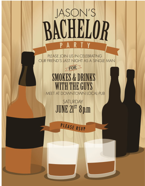 男士生日派对邀请函设计图片下载