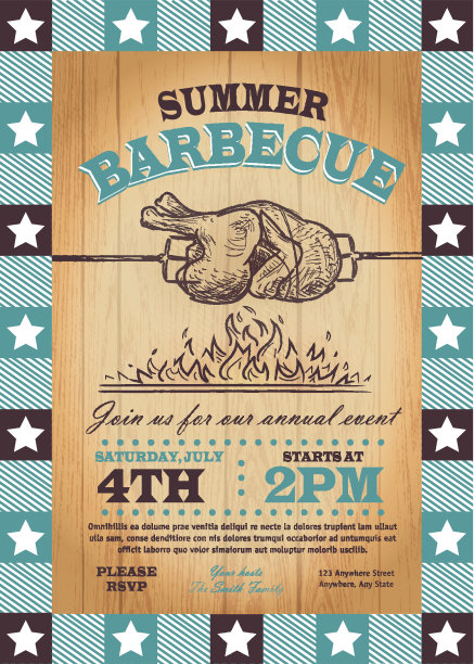夏日烤鸡烤肉邀请设计模板图片下载