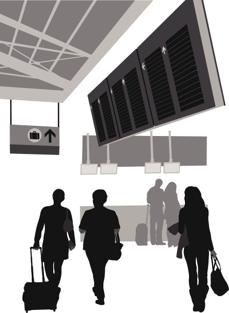 一对情侣在机场散步图片下载
