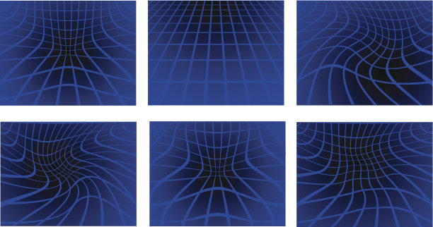 6个蓝色和黑色的3D透视网格图片下载