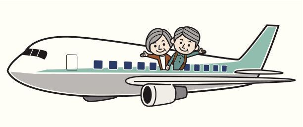 一对老年夫妇在飞机上度假图片下载