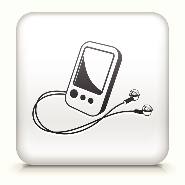 带有MP3播放器界面图标的方形按钮图片下载