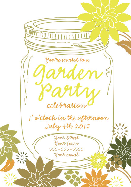 绿色罐头罐春季游园会邀请函设计模板图片下载