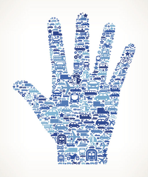 蓝色手在运输版权免费矢量艺术图案图片下载