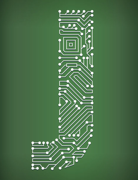 字母J电路板版权免费矢量艺术背景图片下载