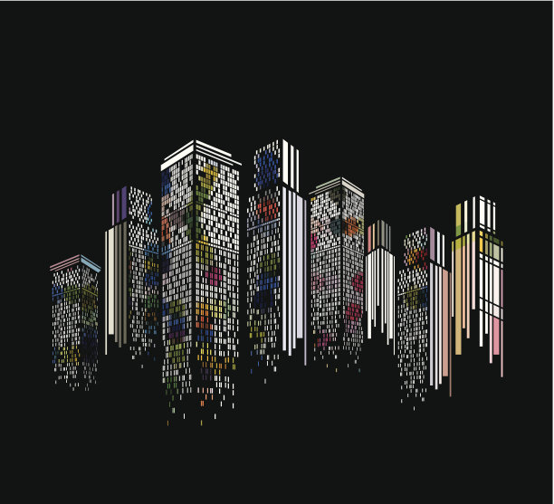 抽象多彩的现代建筑图案背景图片下载