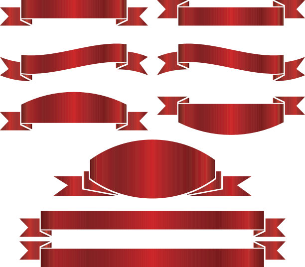 闪亮的红色金属缎横幅，缎带图片下载