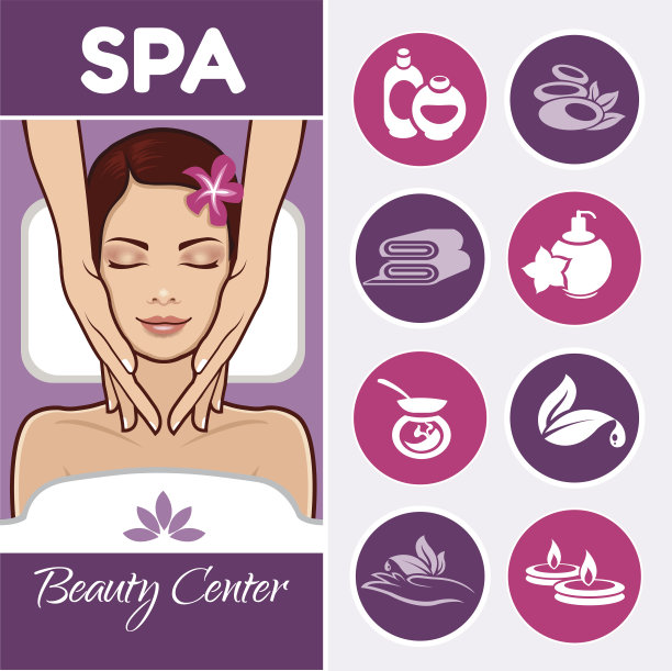 美丽的女人和水疗图标集图片下载