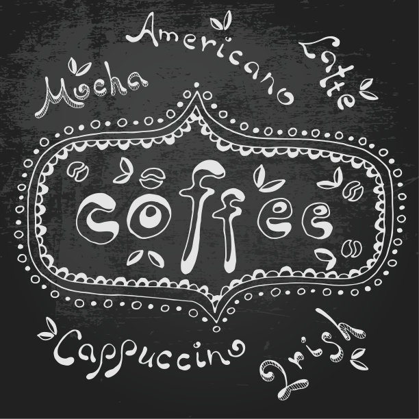 在黑板上手绘咖啡文字图片下载
