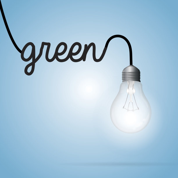 电灯泡的电线拼成绿色图片下载