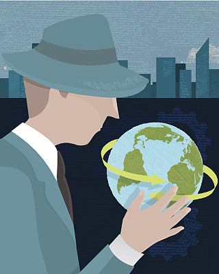 全球商人拿着弓箭图片下载