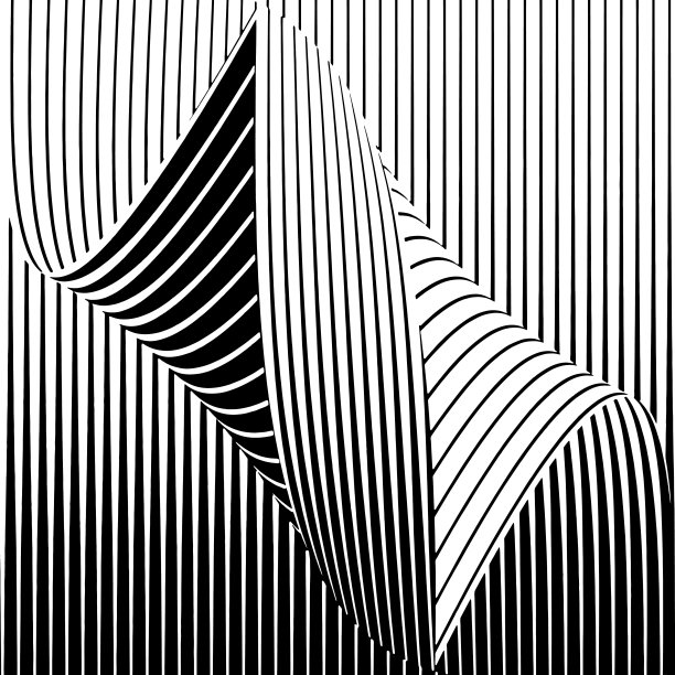 卷曲，条纹半色调图案与波浪梯度图片下载