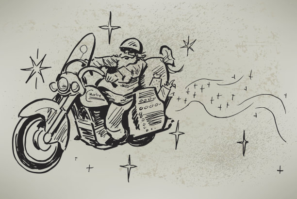 摩托车上的圣诞老人图片下载