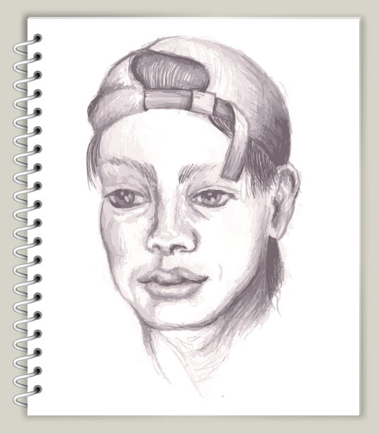 人的侧面绘制在艺术素描簿版税免费矢量艺术图片下载