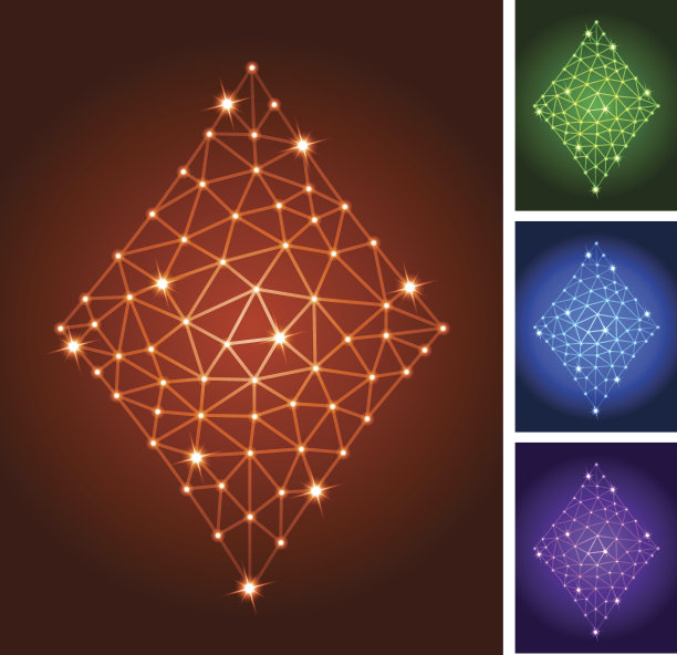 菱形上的三角形节点连接结构矢量艺术图片下载