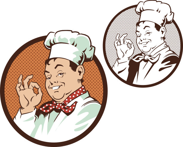 厨师满意-彩色-黑白图片下载