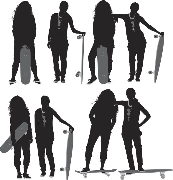 女性的滑板图片下载
