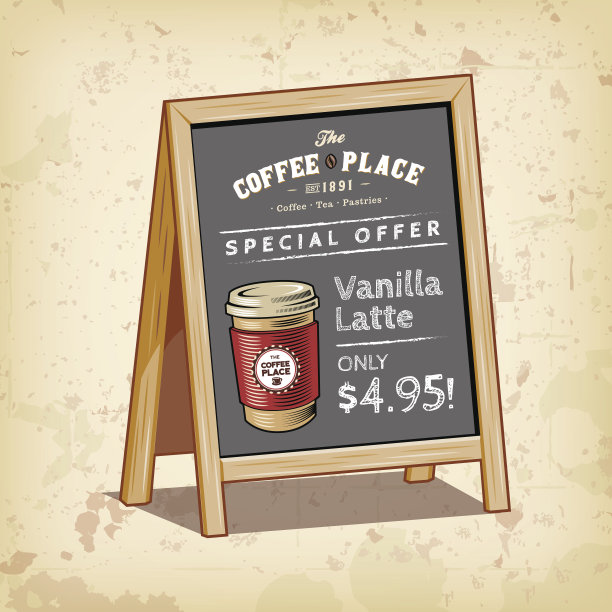 咖啡和茶的对象-招牌图片下载