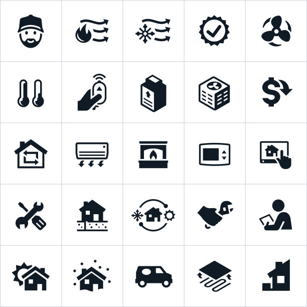 家庭供暖和制冷图标图片下载