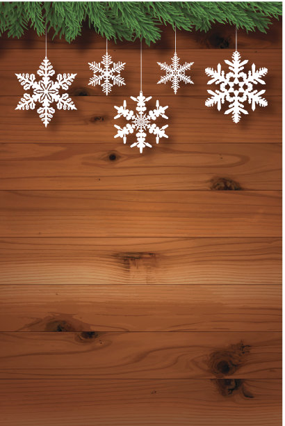 圣诞背景[木墙雪花装饰]图片下载