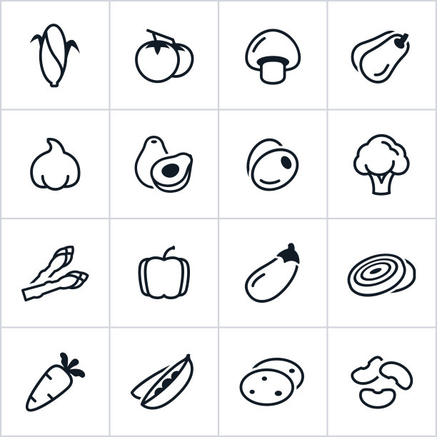 黑色蔬菜图标-线条风格图片下载