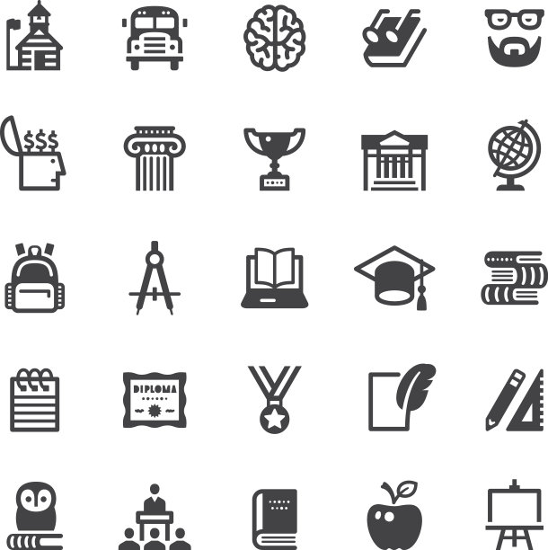 教育图标-黑色系列图片下载
