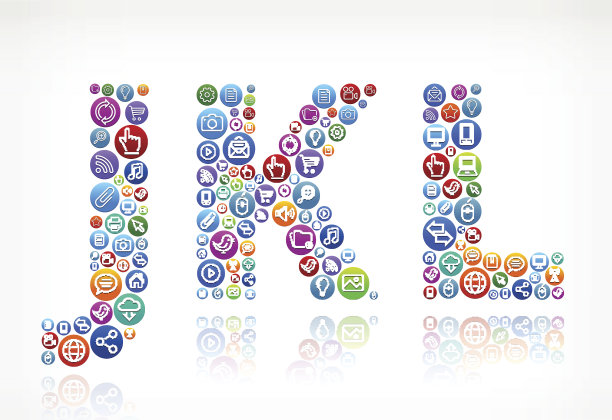 JKL与社交网络和互联网颜色按钮图片下载