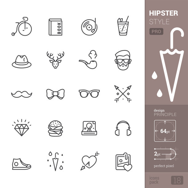 潮人风格相关矢量图标- PRO包图片下载