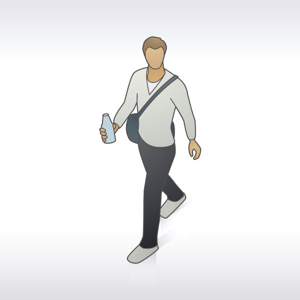 休闲男人行走插画图片下载