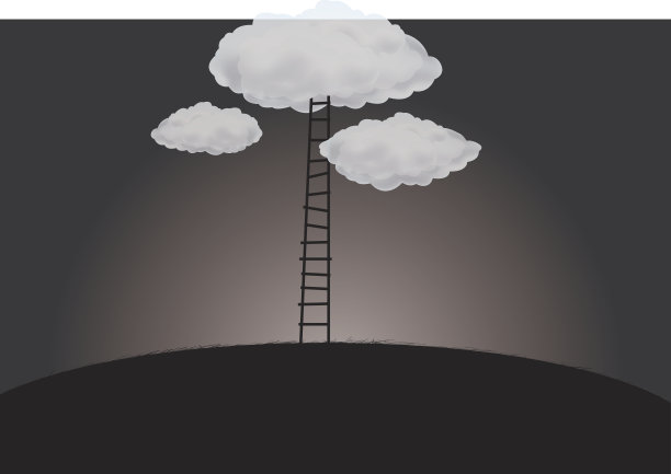 云梯在天空中的剪影图片下载