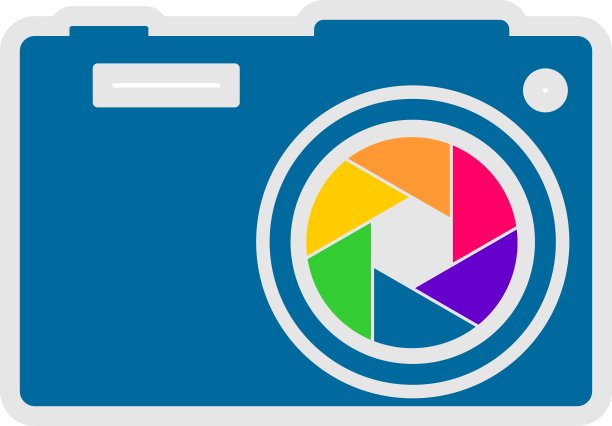 照片的相机图标。向量。彩虹镜头光圈图片下载