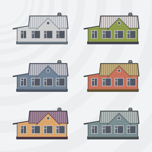 联排别墅矢量图标设置。图片下载