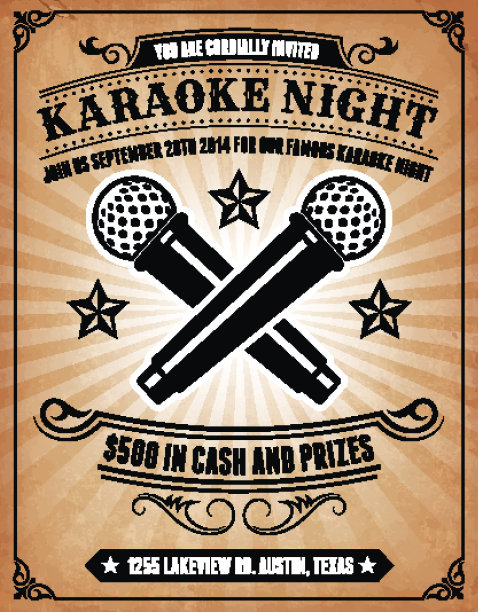 卡拉ok之夜邀请版权免费矢量背景海报图片下载