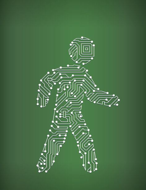 手杖人物电路板版权免费矢量艺术背景图片下载