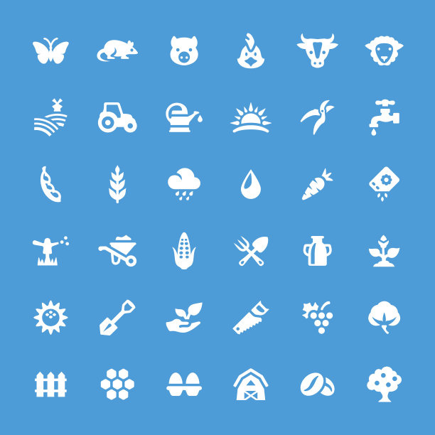 农业和农场矢量图标设置图片下载