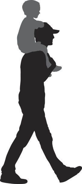 父亲与儿子并肩行走图片下载