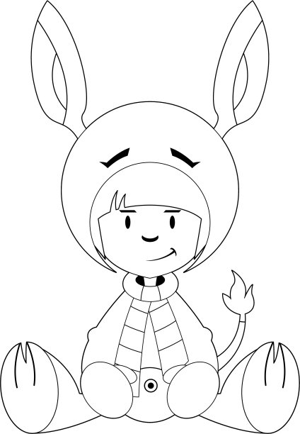 女孩在驴服装轮廓图片下载