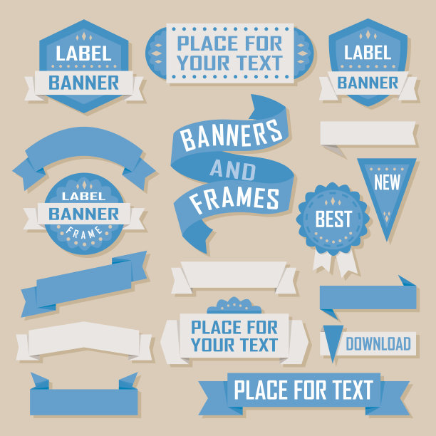 平的横幅蓝色图片下载